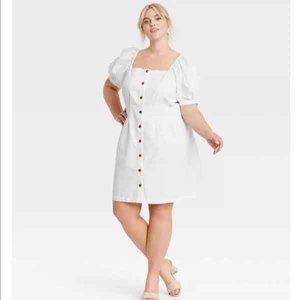 Who What Wear XXL Denim Dress with Puffy Sleeves